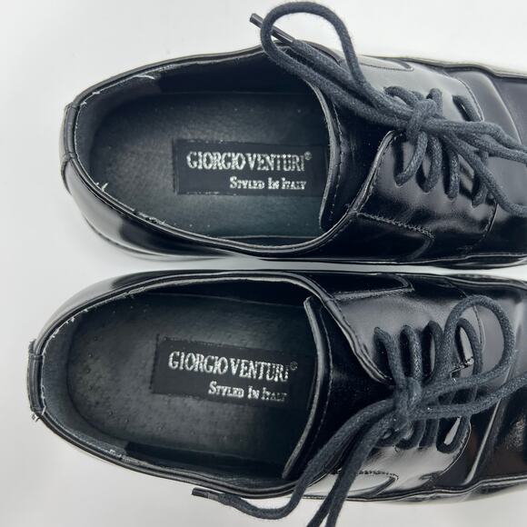 Giorgio Venturi 6214 Black Leather Upper Square Toe Derby Mens 7.5 Dress Shoes* - Picture 6 of 8